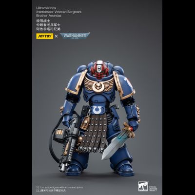 Интерцессор-ветеран Ультрамаринов (Warhammer 40k) - КОЛЛЕКЦИОННАЯ ФИГУРКА 1/18 Ultramarines Intercessor Veteran Sergeant Brother Aeontas (JT4386) - JOYTOY