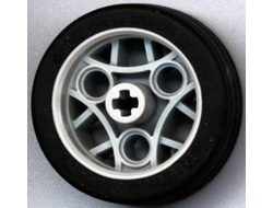 ! Б/У - Wheel 36.8 x 14 ZR with Axle Hole, 3 Pin Holes, and Fixed Black Rubber Tire, Light Bluish Gray (44293c01 / 4275422) - Б/У