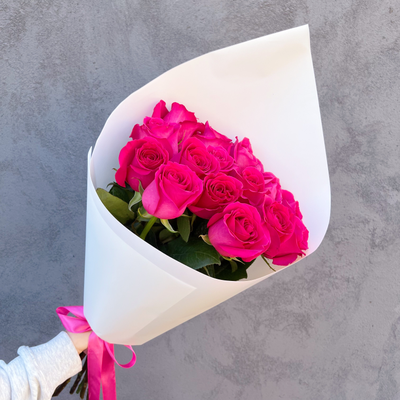 Букет розовых роз Эквадор премиум 15 шт