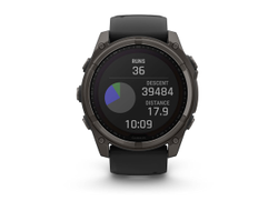 Умные часы Garmin Fenix 8 - 51 мм Solar, Sapphire титановый угольно-серый с DLC-покрытием и черным ремешком (010-02907-11)