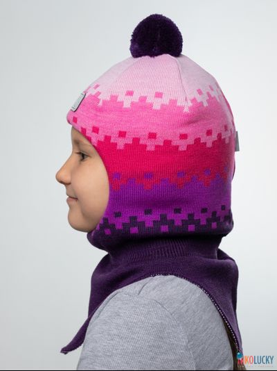 Шапка-шлем  20101-06, цвет фиолетовый, розовый р. 52-54