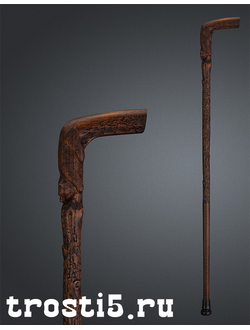 Резная деревянная трость "Медведь на дереве"