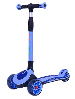 Детский трехколесный самокат SPORTSBABY MS-947 Triton со светящимися колесами синий