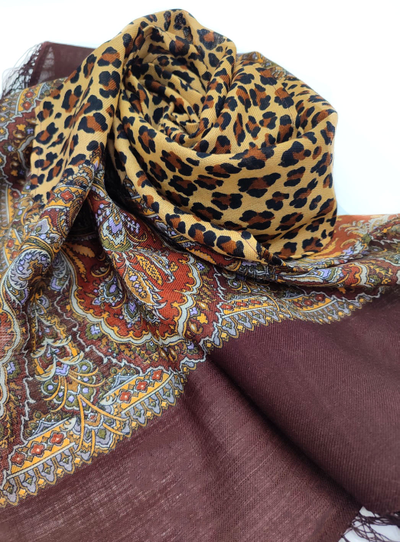 Павловопосадский шарф Леопардовые сны 1295-17