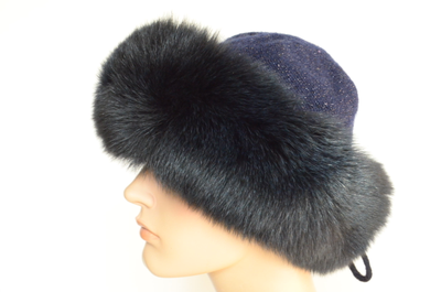 Шапка с мехом Vizio 8058 CCP  V синяя