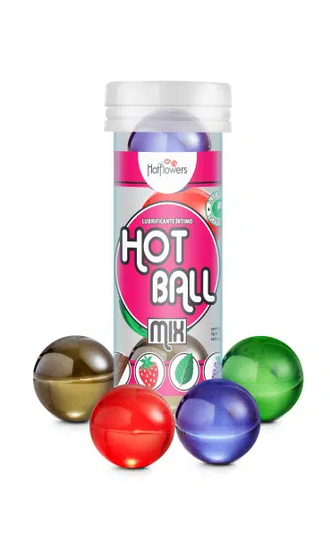 HC621 Лубрикант HOT BALL MIX на масляной основе в виде 4 шариков (мята, шоколад, клубники)