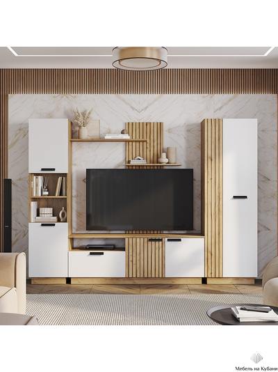 Мишель тип 2 ГС-01 гостиная крафт/крафт, белый