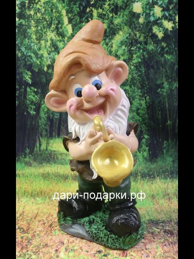 Гном музыкант с саксофоном 42*22см   1,5кг   полистоун Россия  2376//091036-1