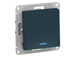 Выключатель 1-клавишный с подсветкой, изумруд, серия AtlasDesign