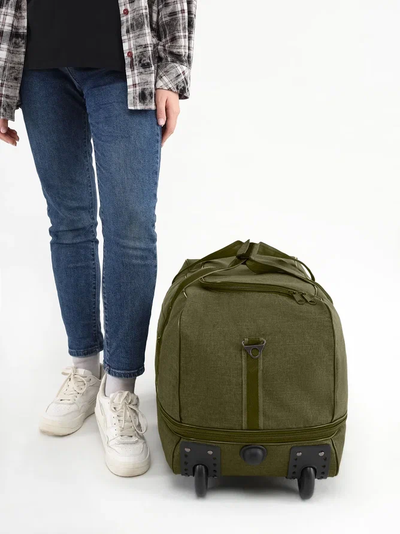 Дорожная сумка на колесах с выдвижной ручкой, хаки