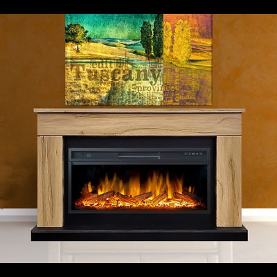 Линейный электрокамин Bergen дуб галифакс с очагом Vision 42 LOG LED