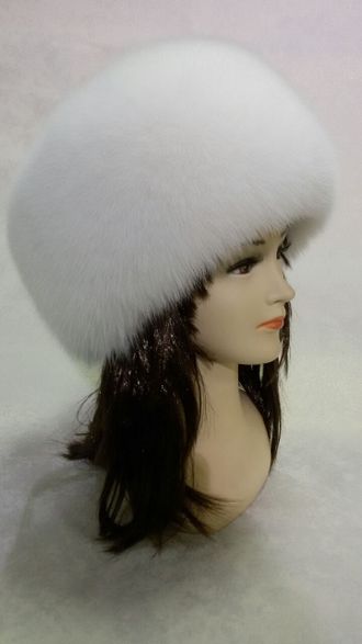Женская шапка Боярка-Кубанка Лилия натуральный  мех норка песец, зимняя, белая Арт. ц-0196