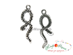 ПОДВЕСКА В ТИБЕТСКОМ СТИЛЕ "ЗМЕЯ" - 34*11мм - АНТИЧНОЕ СЕРЕБРО