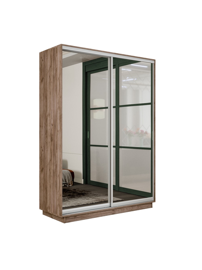 Экспресс шкаф-купе 2-х дверный (Зеркало) 1,6х2,4м Белый, Анкор светлый, Сонома, Ясень шимо светлый, Крафт табачный, Серый диамант, Бетон, Венге, Кашемир (модификация 5)