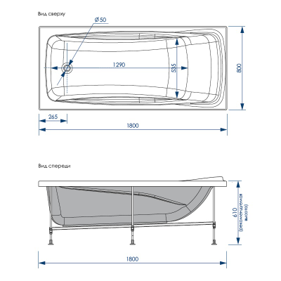 Акриловая ванна Loranto GRANBY 180х80