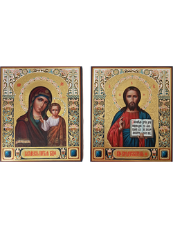 Венчальная пара. Образ Спасителя. Образ Пресвятой Божией Матери “Казанская”. Рукописные иконы.