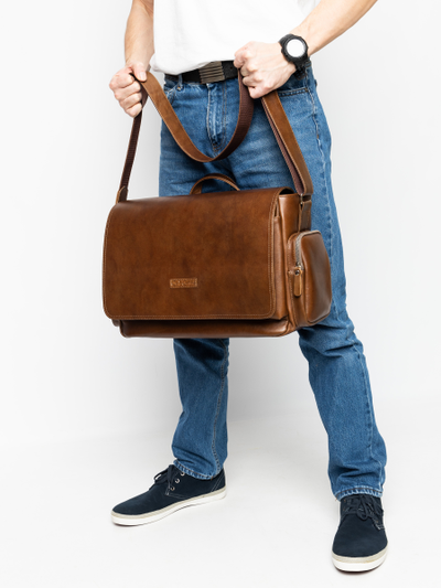 Кожаная мужская сумка Toara Premium brown (арт. 5058-63)