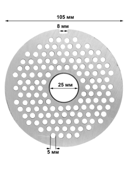 Решетка средняя №2 под нож с буртом для промышленных мясорубок МИМ-600, МИМ-600М, МИМ-500