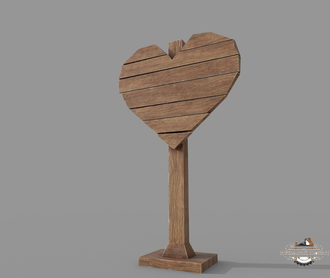 Деревянный указатель "Сердце"