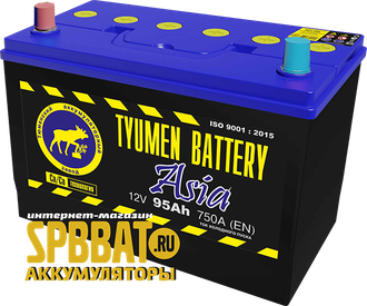 Аккумулятор Тюмень Азия 95 Ач ток 750А (TYUMEN BATTERY Asia) 6СТ-95L П/П (305x175x223) прямая полярность + -