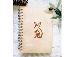 Скетчбук деревянный год Кролика №16