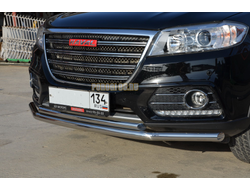 Защита переднего бампера двойная d53/42 для Haval H6 (2017-)