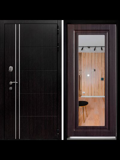 Дверь входная ДК Теплолюкс зеркало Стандарт венге