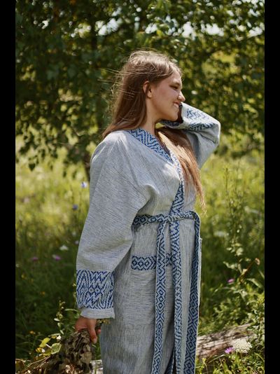 Халат для бани из льна ручного ткачества "Уют"