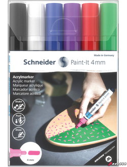 Набор маркеров акриловых Schneider "Paint-it 320", 4мм, ассорти, 6шт. 120295