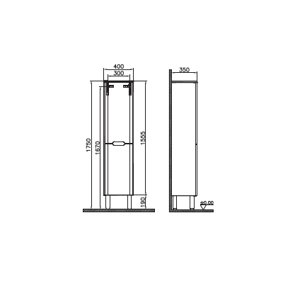 Пенал VitrA Sentо, с корзиной для белья, 40 см, цвет матовый белый, левосторонний, 60854