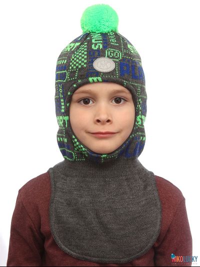 Шапка-шлем  21202-06, цвет темно-серый, ярко-синий, р. 52-54