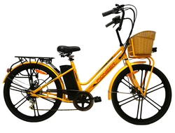 Pioneer NeoClassic 26" (6 скоростей, диск. тормоза, 250W, 10А, ЛИТЫЕ ДИСКИ) (желтый)