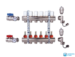 Коллекторный блок нерж в сборе с расход.  5 выходов VIEIR