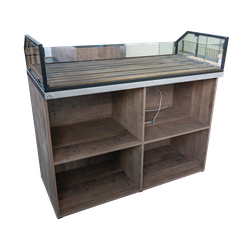 (ЗЕМ0200) Прилавок рабочий "ZEMTEK" с 4-м полками, подставкой и стеклянной витриной