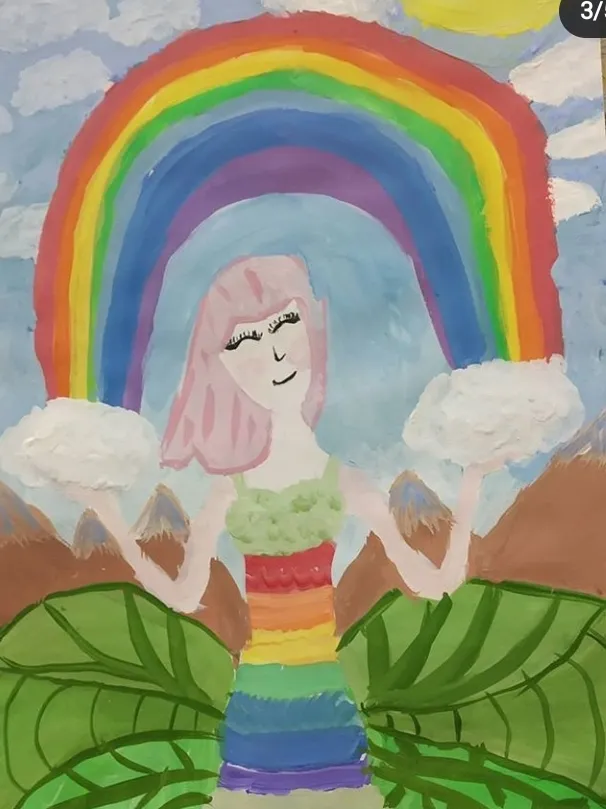Тема: "Человек стихия. Противоположенный и родственные цвета". 
Живопись