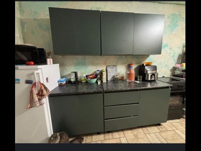 Кухня МРКГ 17/ Кухня Челси 2,0м Компоновка №2 (Изумрудный, Графит (Каст.тем.) (МР)