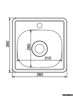 Мойка врезная Mixline 38х38 48*48 толщина 0,6 мм глубина 150мм