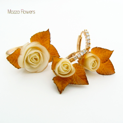 Комплект "Жемчужные розы". Позолота .