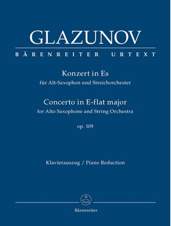 Glasunow, Alexander Konzert Es-Dur op.109 f?r Altsaxophon und Streichorchester f?r Altsaxophon und Klavier