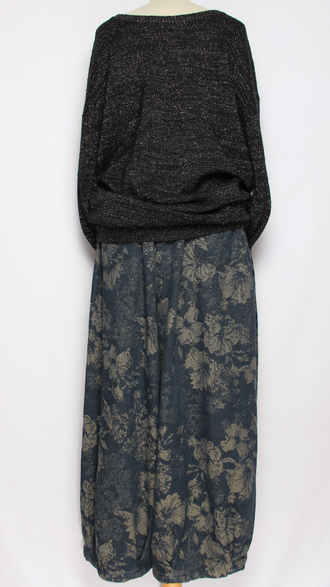 Джемпер удлиненный "ОТКРЫТЫЙ ВОРОТ ЛЮРЕКС" чёрный р.48-54