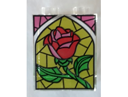Panel 1 x 2 x 2 - Hollow Studs with Stained Glass Rose Pattern, Trans-Clear (4864bpb039 / 6226503)