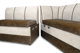 Кухонный Угловой диван "Форум-8" Коричневый/Слоновая кость Правый