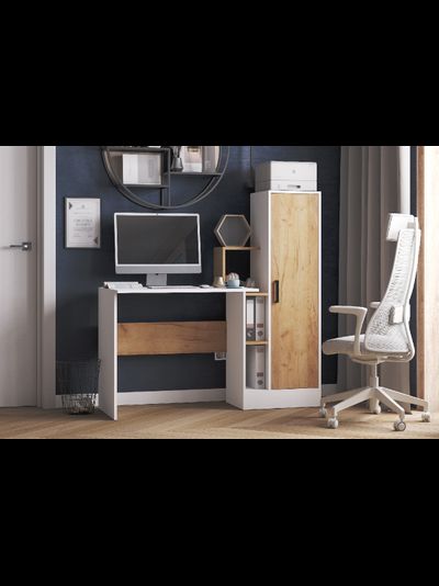 СКМ-2 компьютерный стол Белый с тиснением/Дуб Крафт Золотой