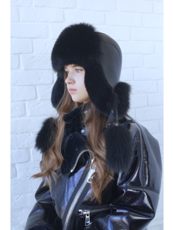 Ушанка "Полярная звезда" цвет черный + черный