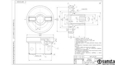 Крышка. Технический чертеж построен на основе стандарта ГОСТ 2.109-73 ЕСКД.