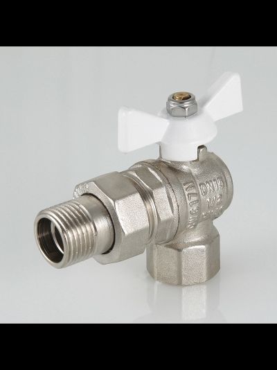 Кран шаровый VALTEC BASE угловой с полусгоном и белой ручкой 1/2 3/4 VT.228.NW