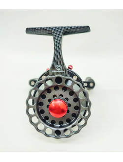 Катушка Kosadaka зимняя Stalker 65mm Carbon, быстрый кнопочный спуск, под лев. руку