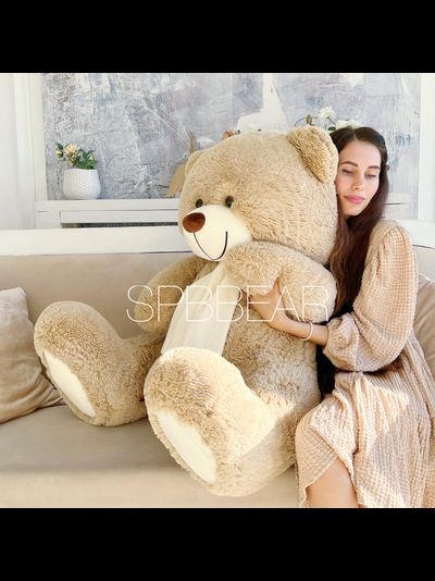 Большой плюшевый медведь 140 см кремовый Барни