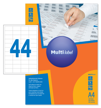 Этикетки А4 самоклеящиеся MultiLabel, белые, 48.5x25.4мм, 44шт/л, 40485254