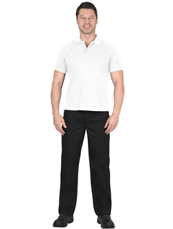 Рубашка-поло белая короткие рукава с манжетом, пл.180 г/м2